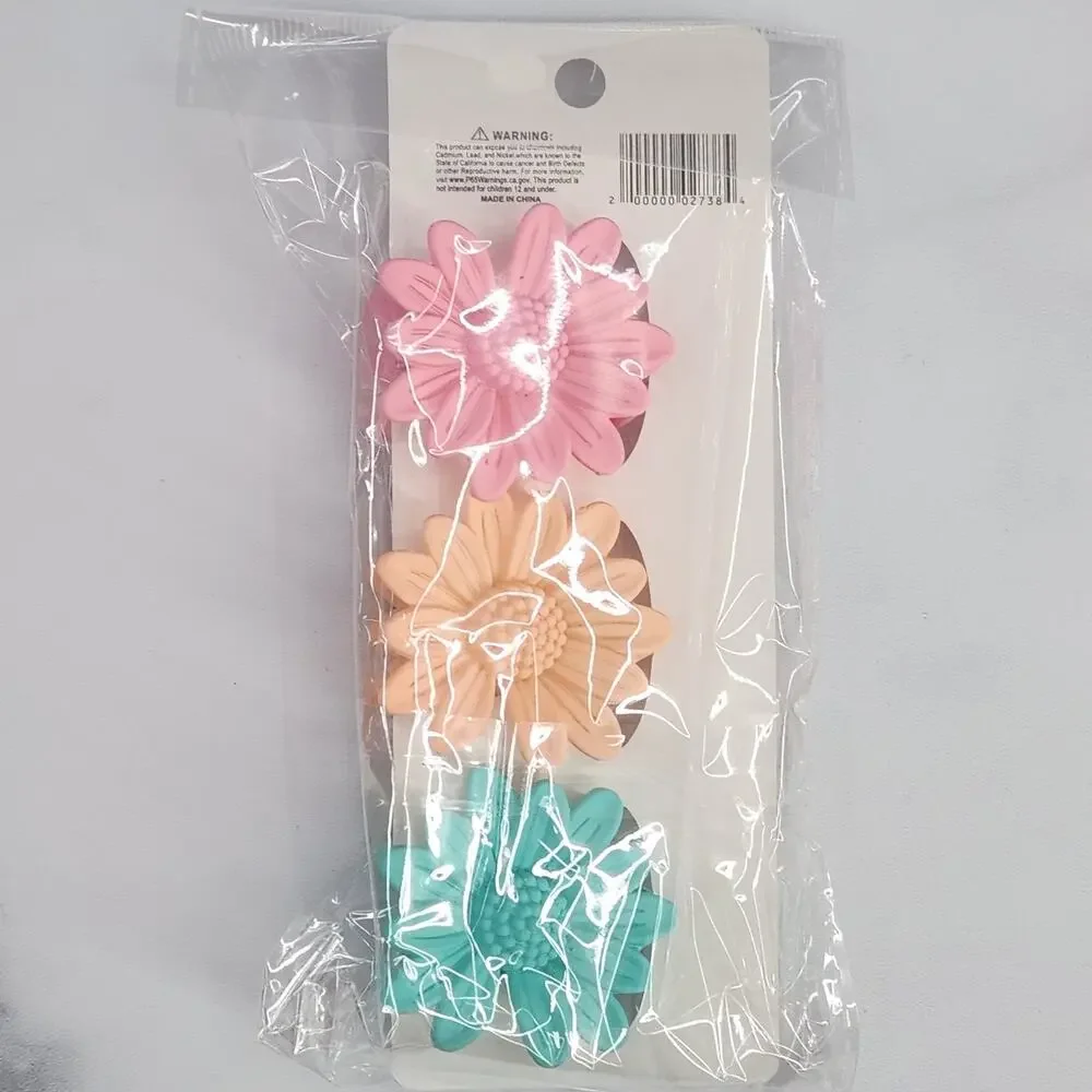 *NEW* 3 pc Daisy Flower Claw Clip Set - Hair Accessories pink/peach/sea blue